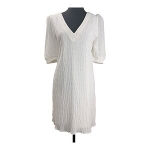 BB Dakota‎ by Steve Madden Fields of Gold White Mini Dress 1/2 Sleeve Large NWT